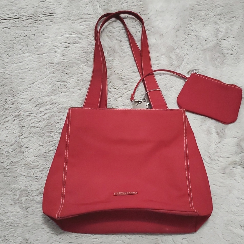 Covington Red nylon shoulder bag with coin purse